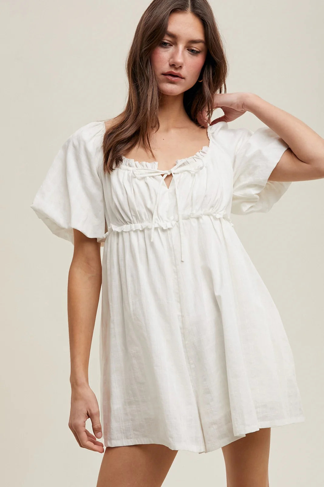 NWOT Pilcro Puff Sleeve Baby Doll Romper (XL)