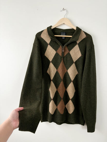 Vintage Argyle Patterned Quarter Zip