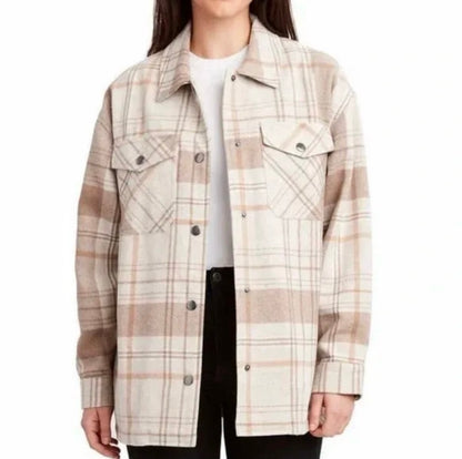 Neutral plaid shacket