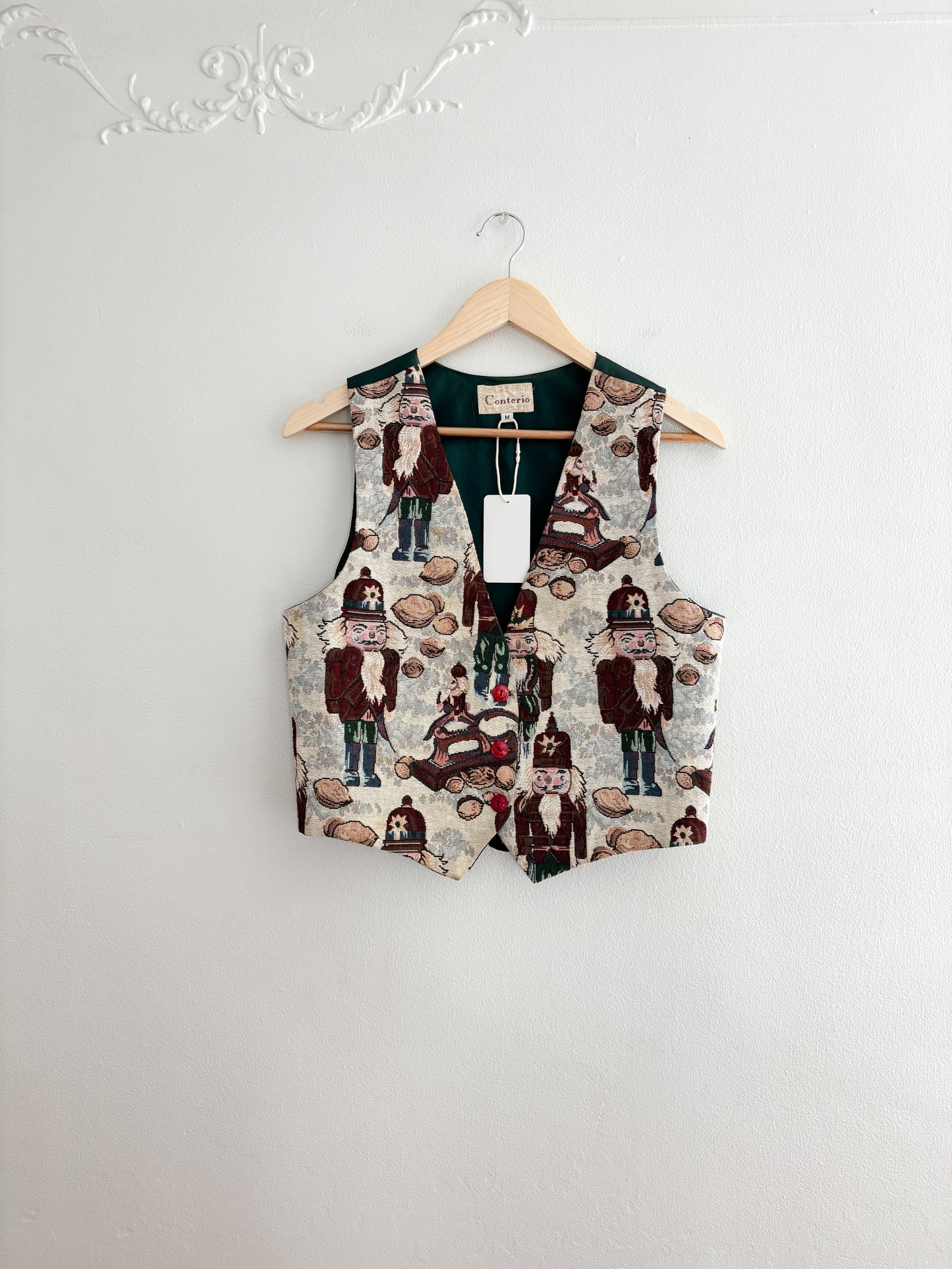 Vintage Nutcracker Green Tapestry Vest (M)