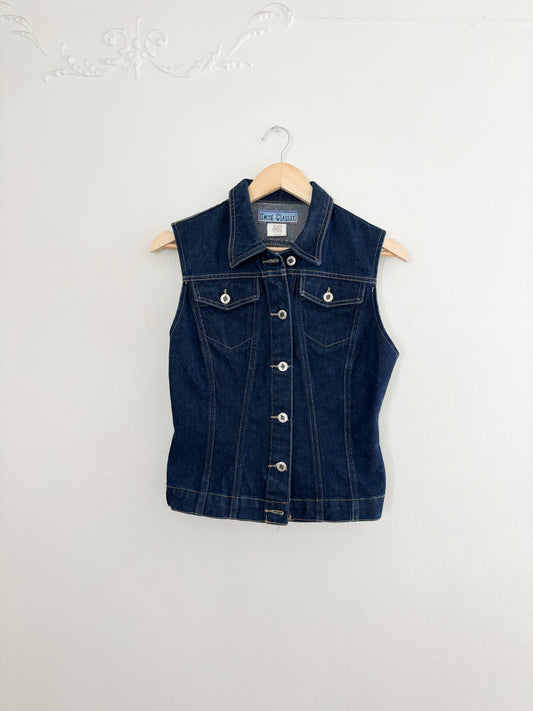 Vintage Dark Wash Denim Vest (S)