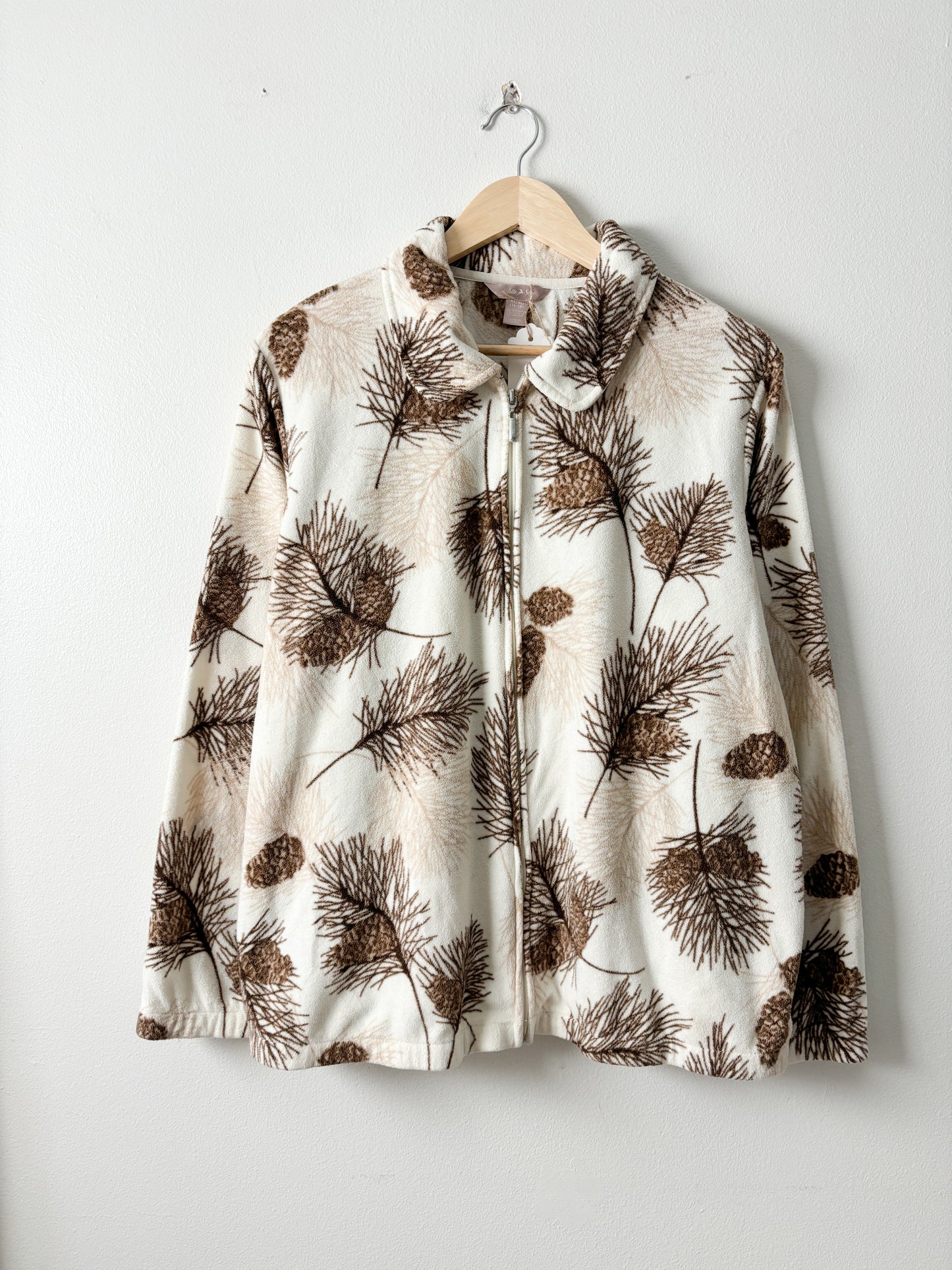 Pine Cone Fleece Collared Zip Up