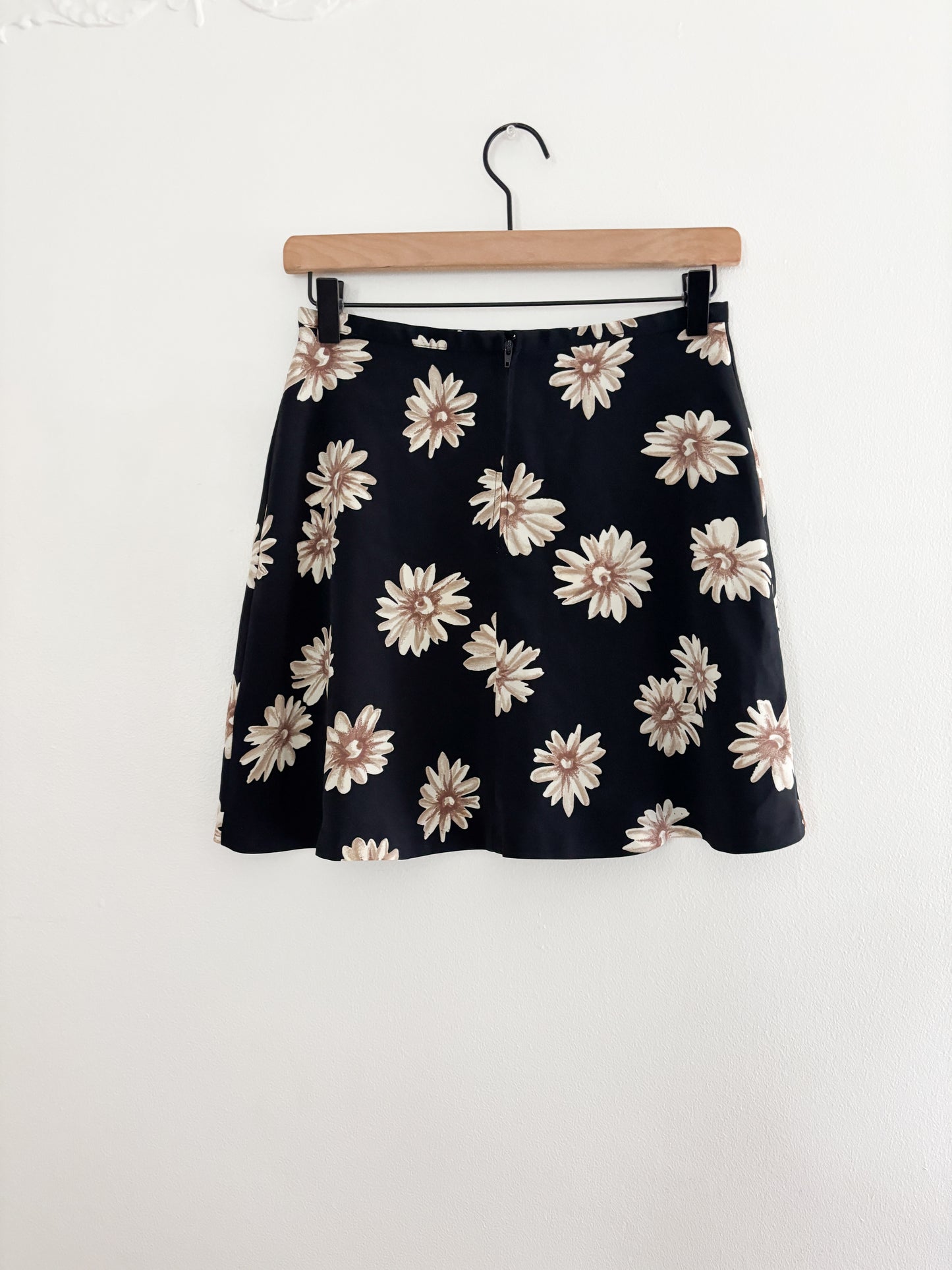 Vintage black floral mini skirt (26”)