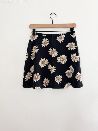 Vintage black floral mini skirt (26”)