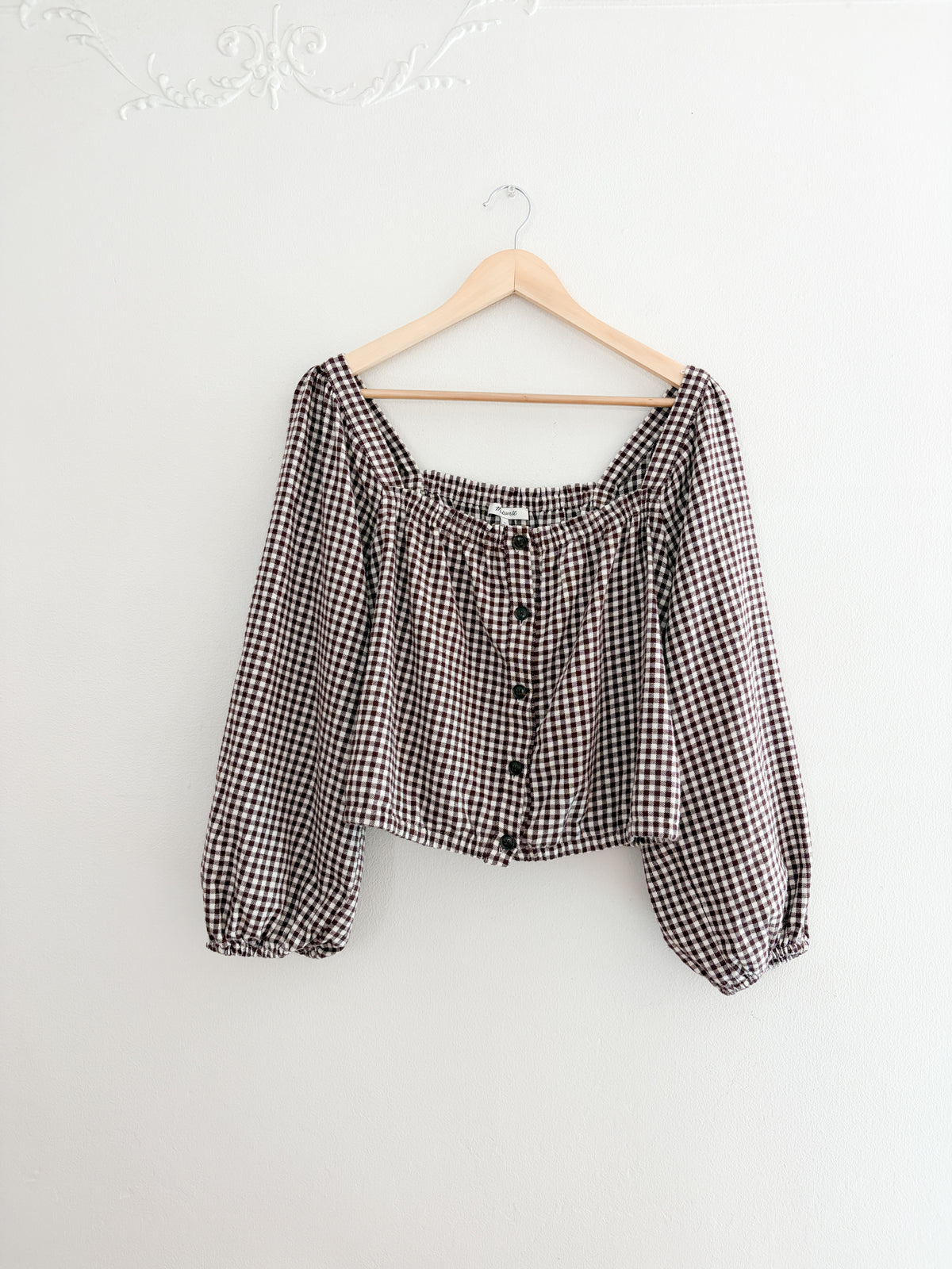 Madewell Brown Gingham Blouse (L)