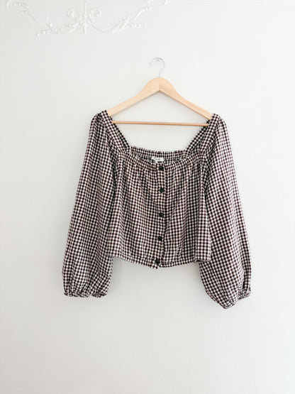 Madewell Brown Gingham Blouse (L)