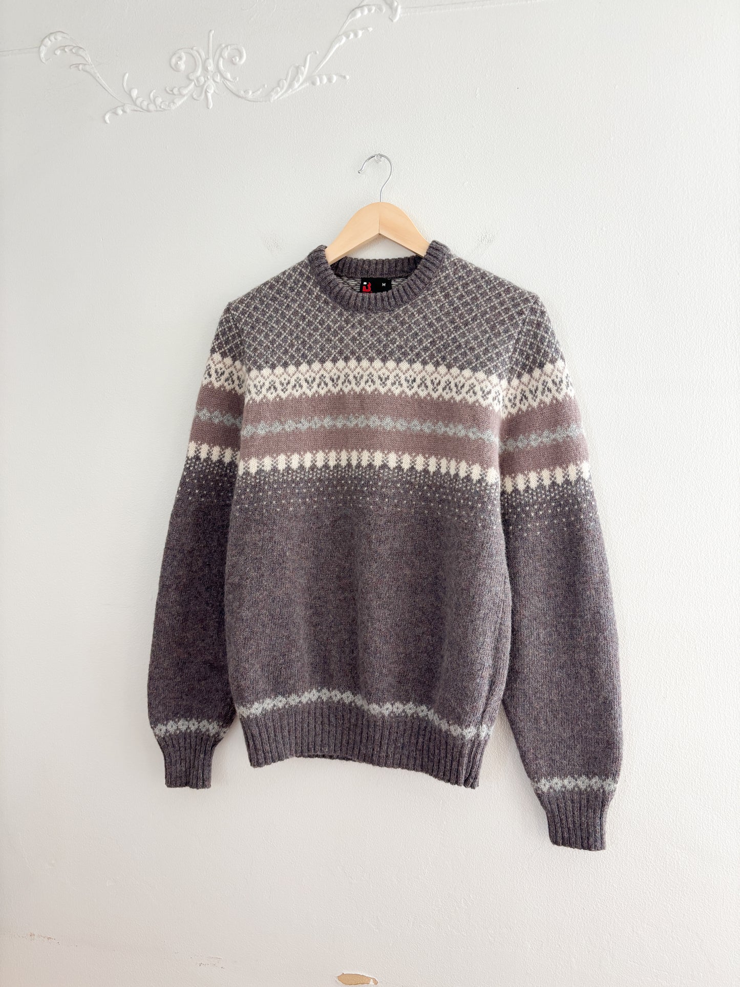 Vintage Patterned Wool Sweater (M)