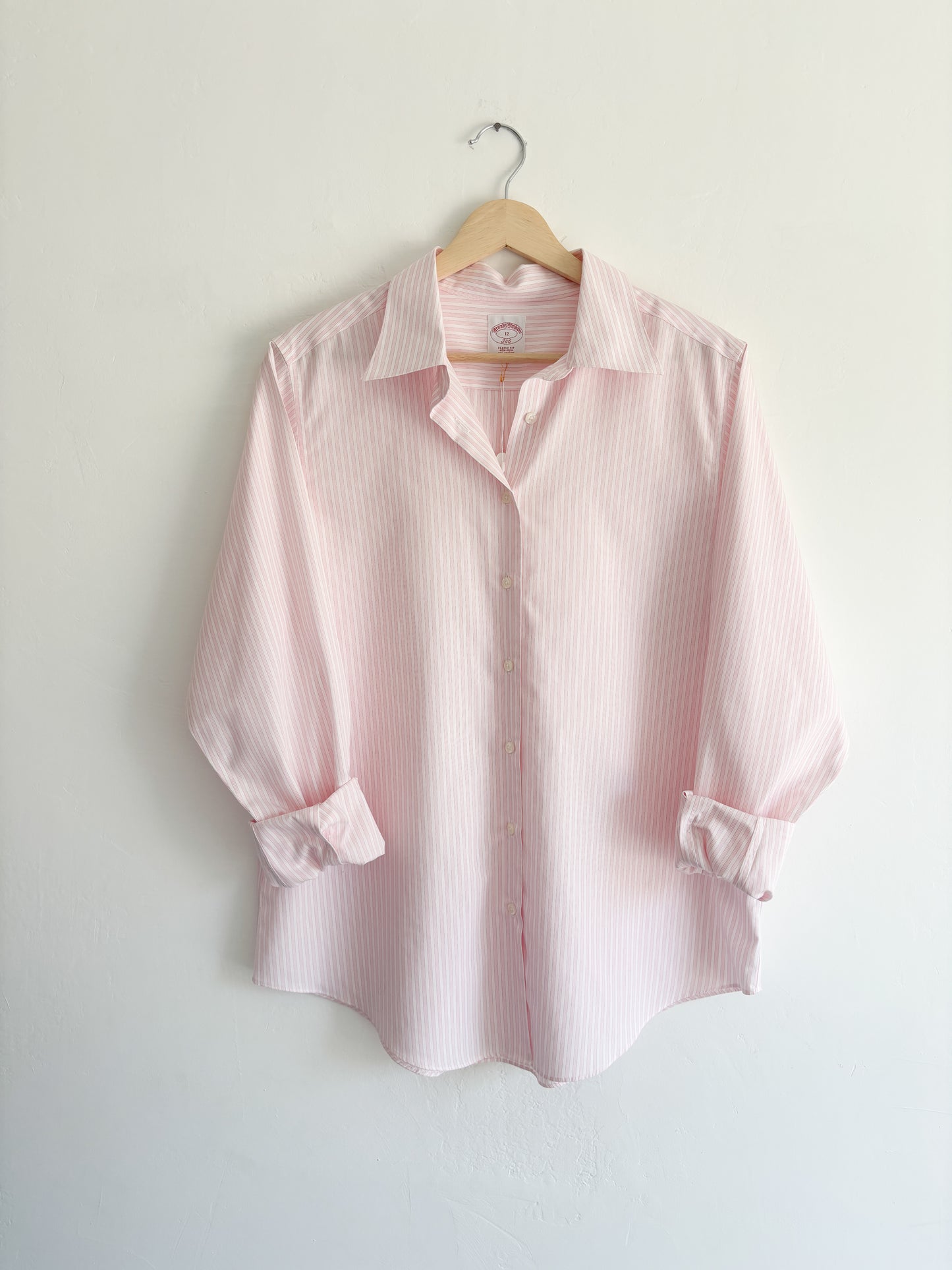 Vintage pink striped button down (M/L)