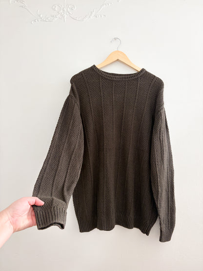 Vintage Olive Cotton Blend Sweater (XL)