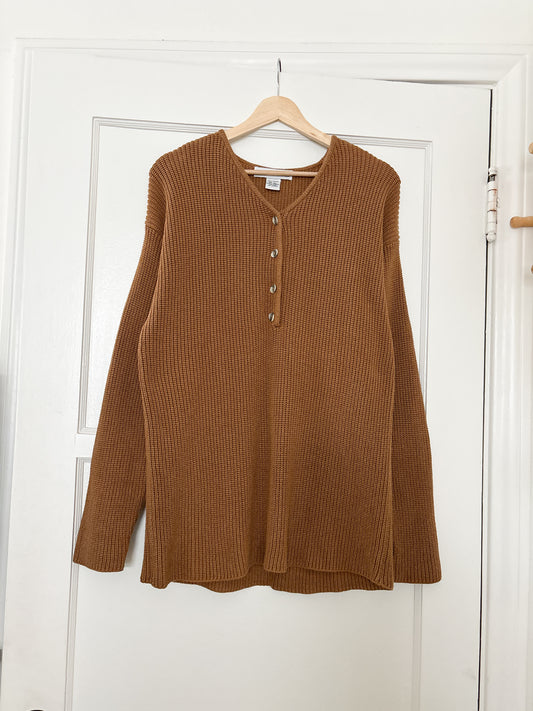 Vintage Henley Knit Sweater (L)