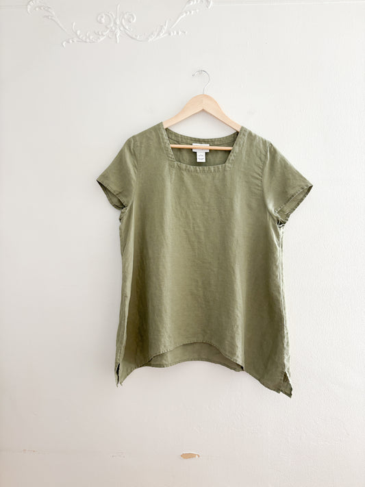 Peck & Peck Green Linen Blouse (L)