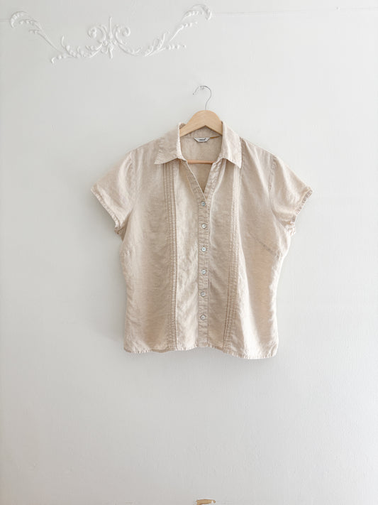 Vintage Linen Button Up Top (M/L)