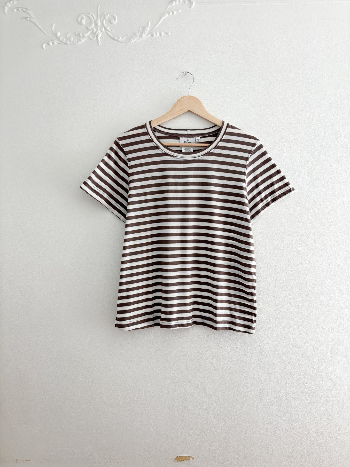 Hot Cotton Brown striped tee (M)