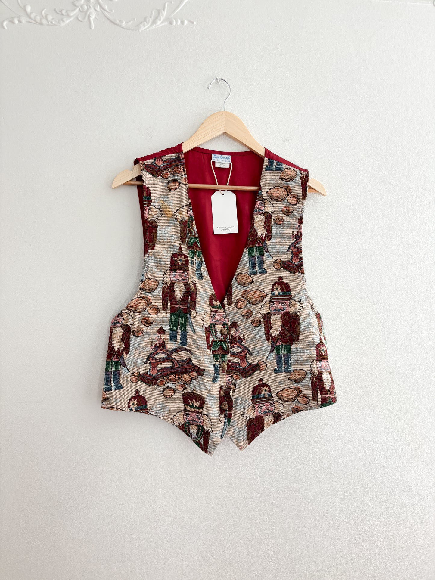 Vintage Nutcracker Red Tapestry Vest (M/L)