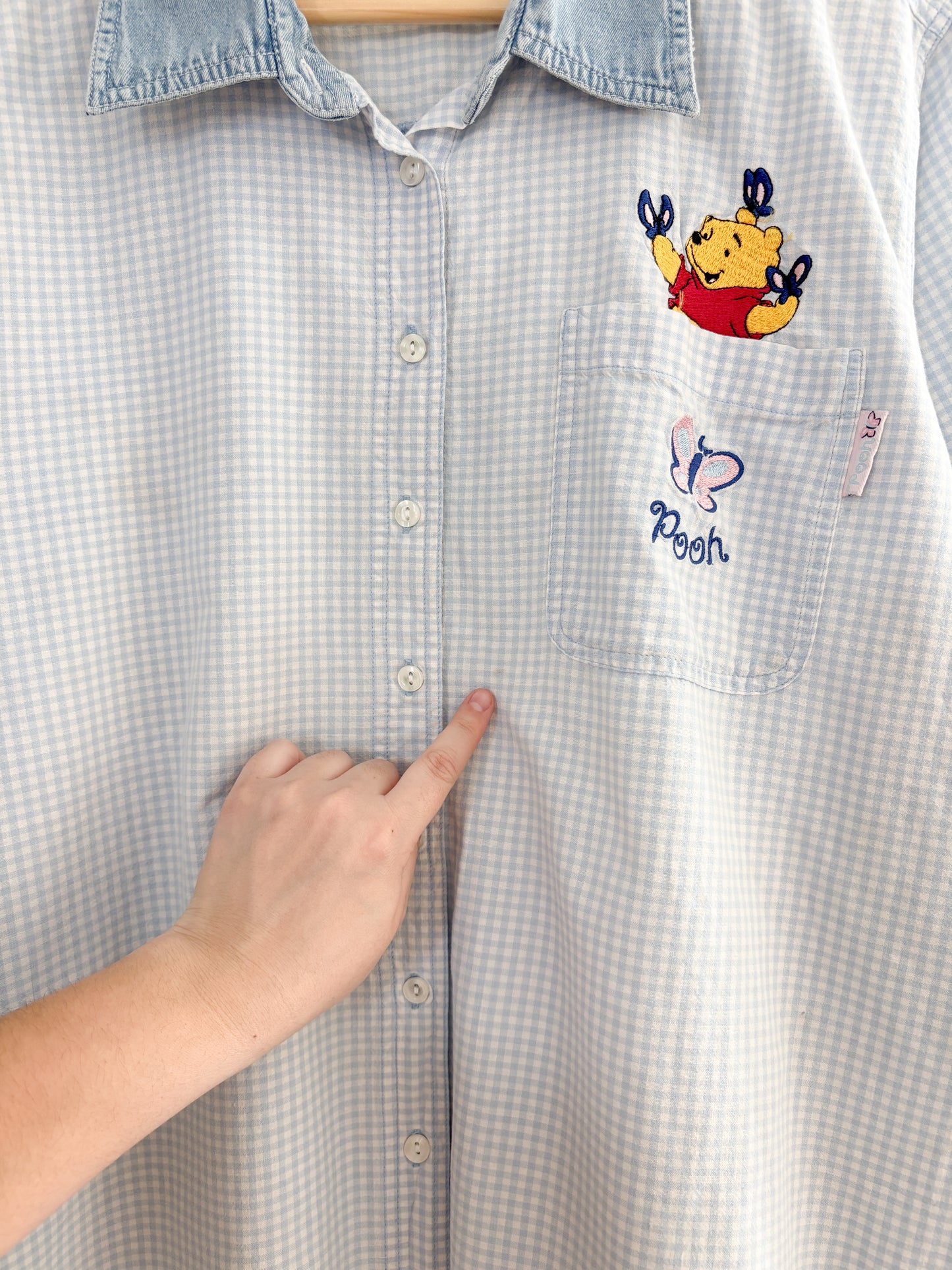 Vintage Pooh Bear Gingham Button Up