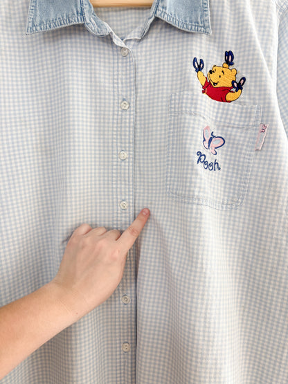 Vintage Pooh Bear Gingham Button Up