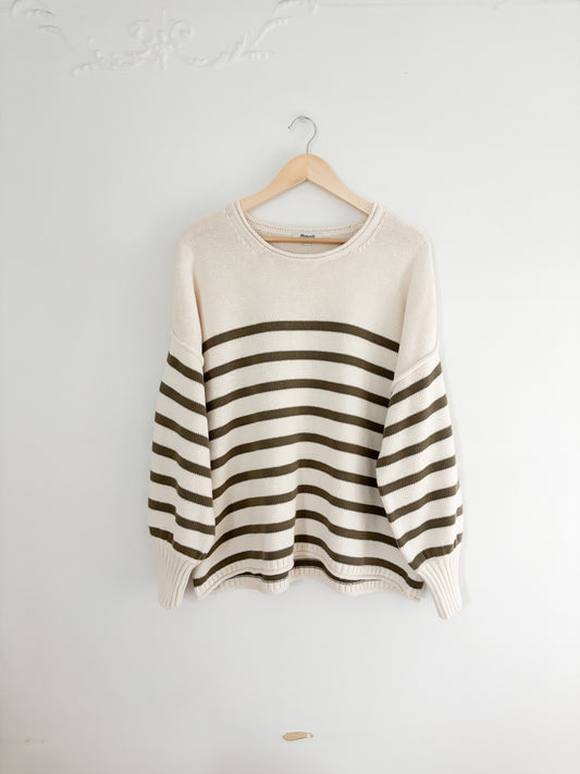 NWT Madewell Conway Green Striped Sweater (L)