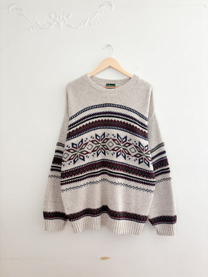 Vintage Nordic Cotton Sweater (L)
