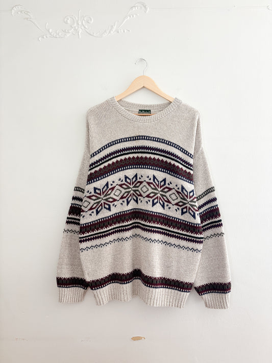Vintage Nordic Cotton Sweater (L)