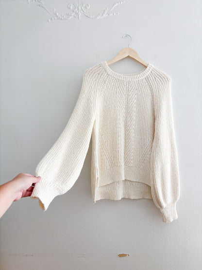 Madewell Cream Balloon Sleeve Sweater (L)