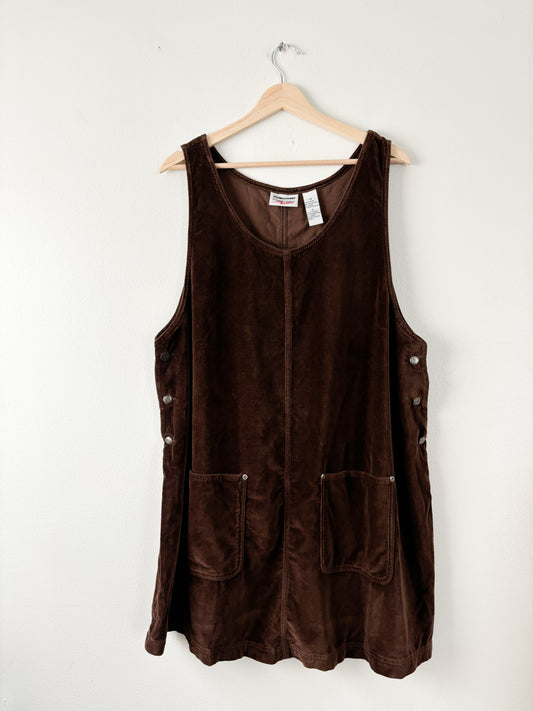 Vintage Brown Velvet Overall Dress