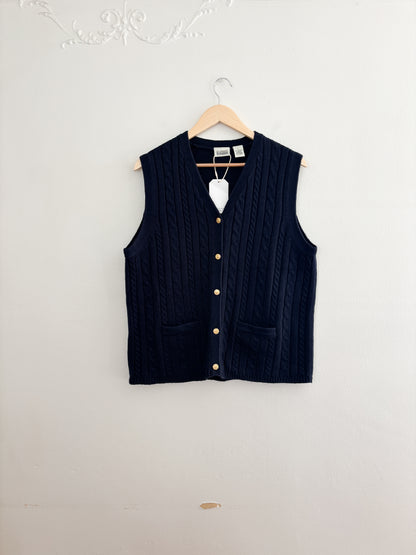 Vintage Navy Cable Knit Sweater Vest (L)