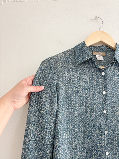 Vintage floral Silk button up (XS)