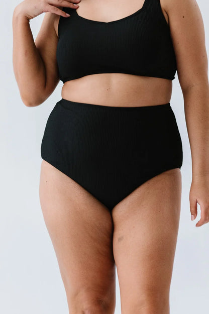 Coral Reef Black Ribbed Swimsuit (XL)