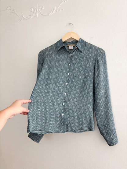 Vintage floral Silk button up (XS)