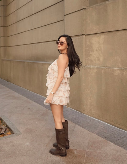 Floral Ruffle Mini Dress/Tunic (S)