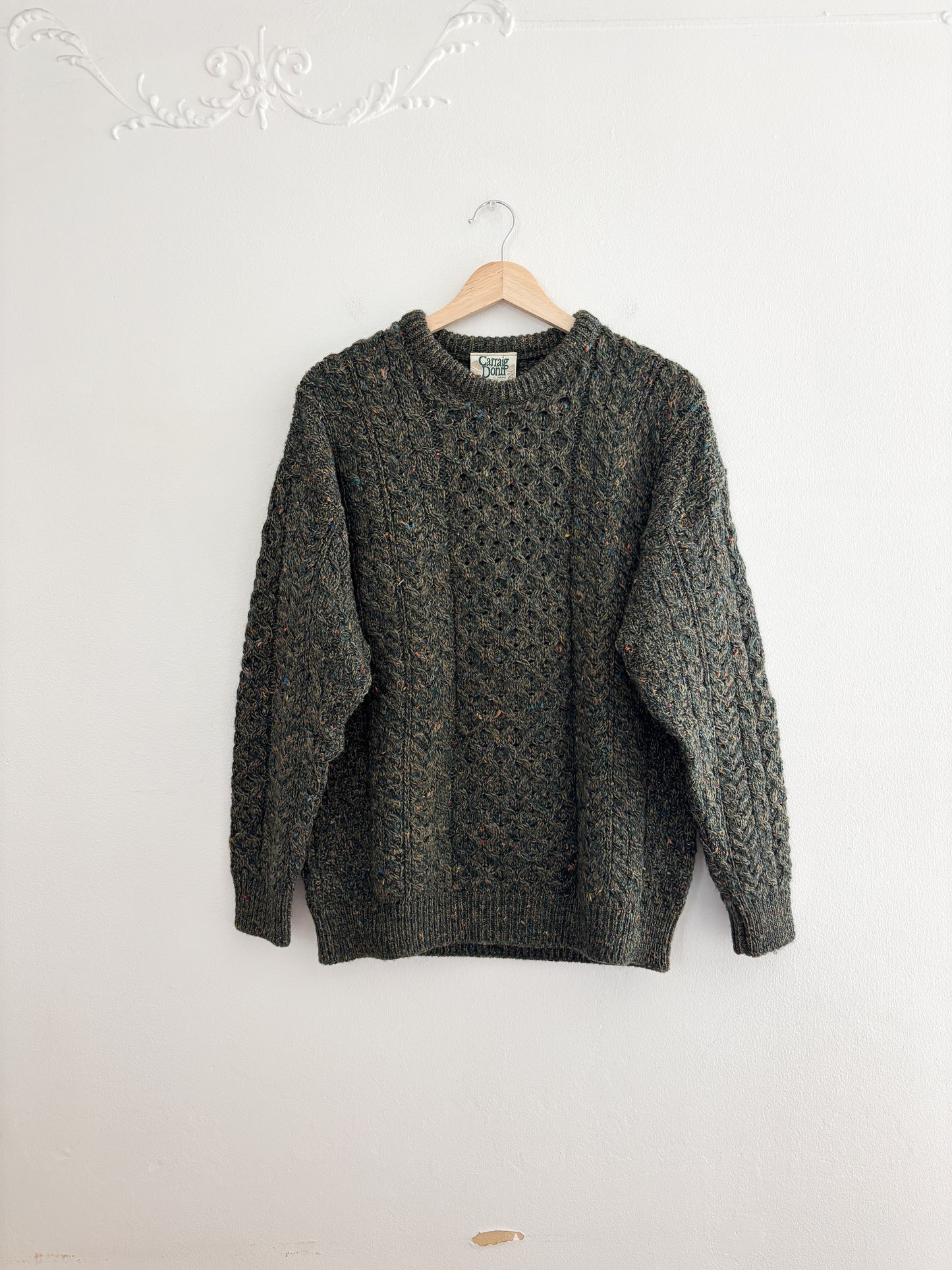 Vintage Green Speckled Fisherman Sweater (S)