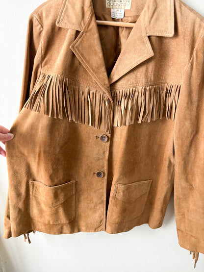Vintage Jones NY leather Fringe Jacket (XL)