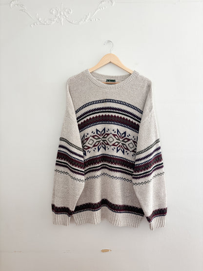 Vintage Nordic Cotton Sweater (L)