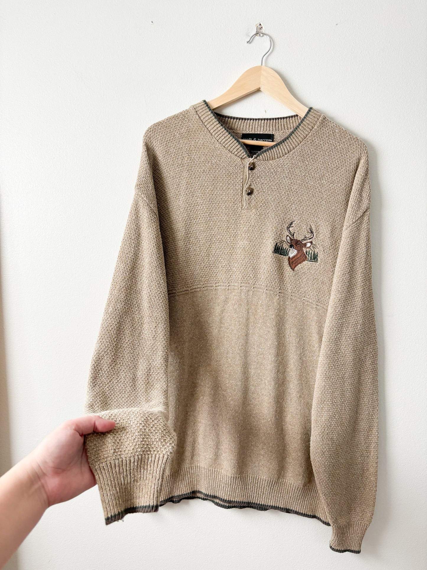 Vintage Stag Henley Sweater