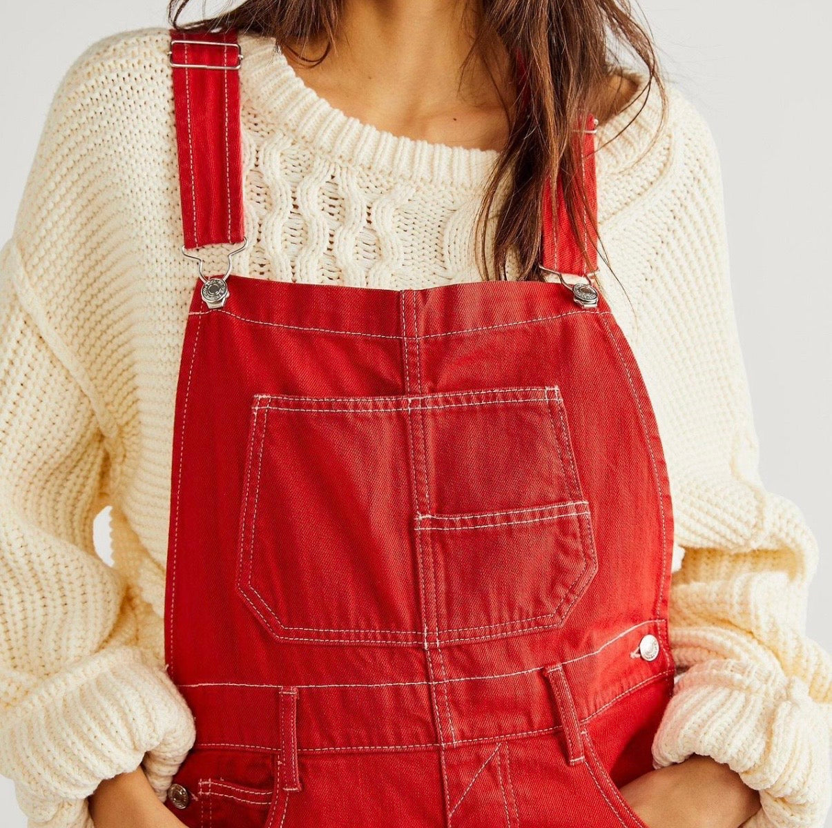 Free People Red Ziggy Overalls (S)