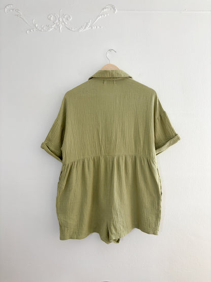 Urban Outfitters Green Cotton Gauze Romper (S)