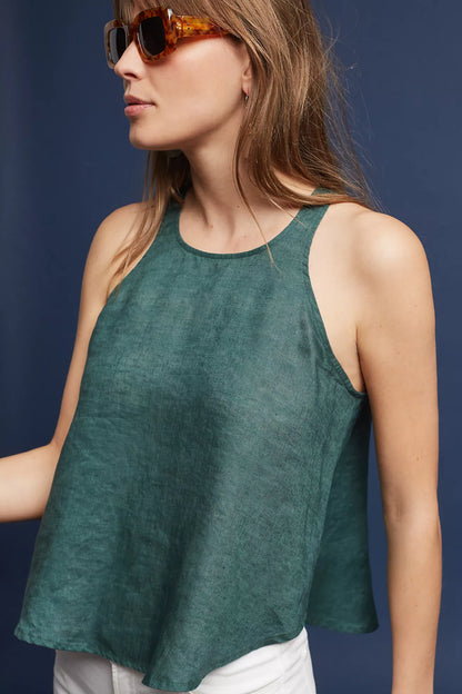 Maeve White Linen Tank Top (S)