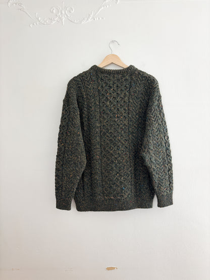Vintage Green Speckled Fisherman Sweater (S)