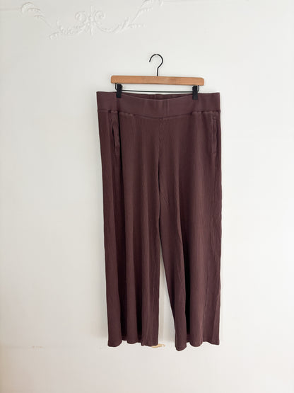 Daily Practice (Anthropologie) Ribbed Wide Leg Brown Lounge Pants (1X)