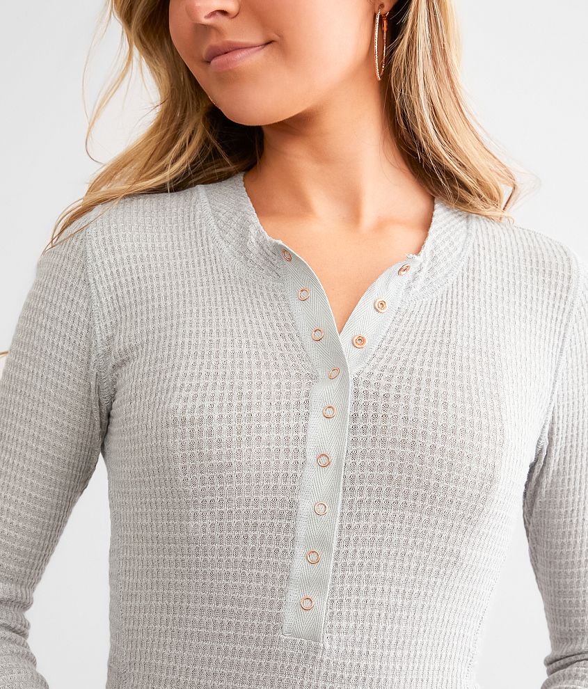Free People Waffle Henley Top (M)
