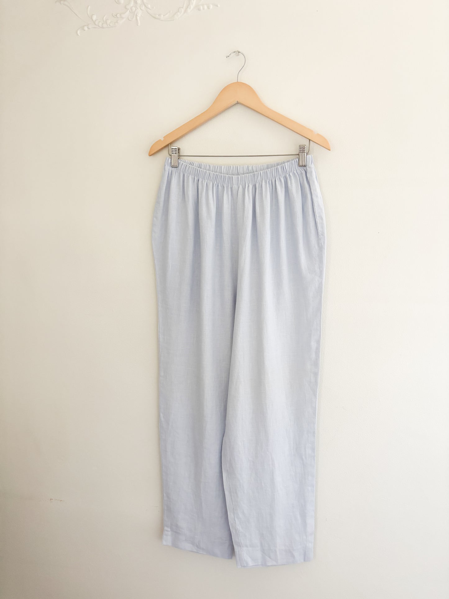 Vintage Baby Blue Linen Easy Pants