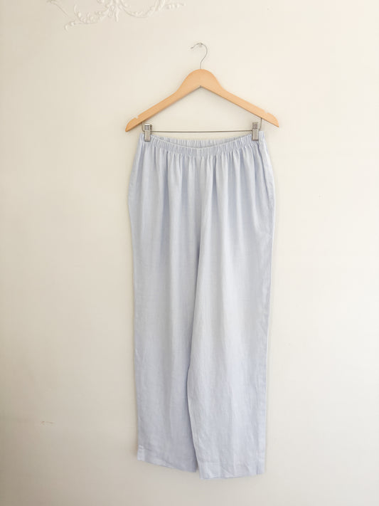 Vintage Baby Blue Linen Easy Pants