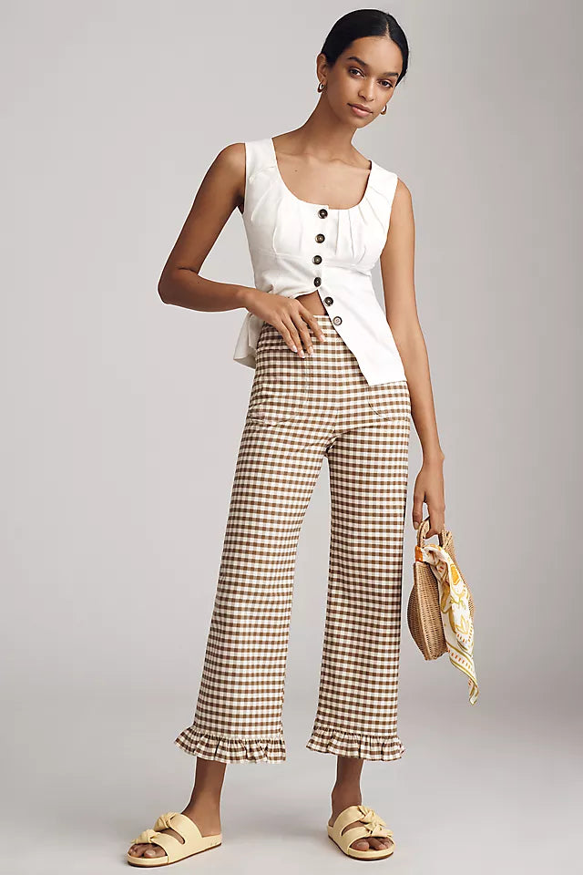 Maeve Colette Ruffled High-Rise Wide-Leg Cropped Pants (31)