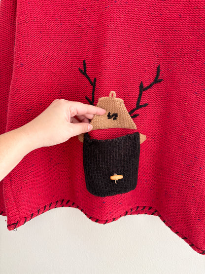 Vintage Reindeer Stitched Sweater (S)