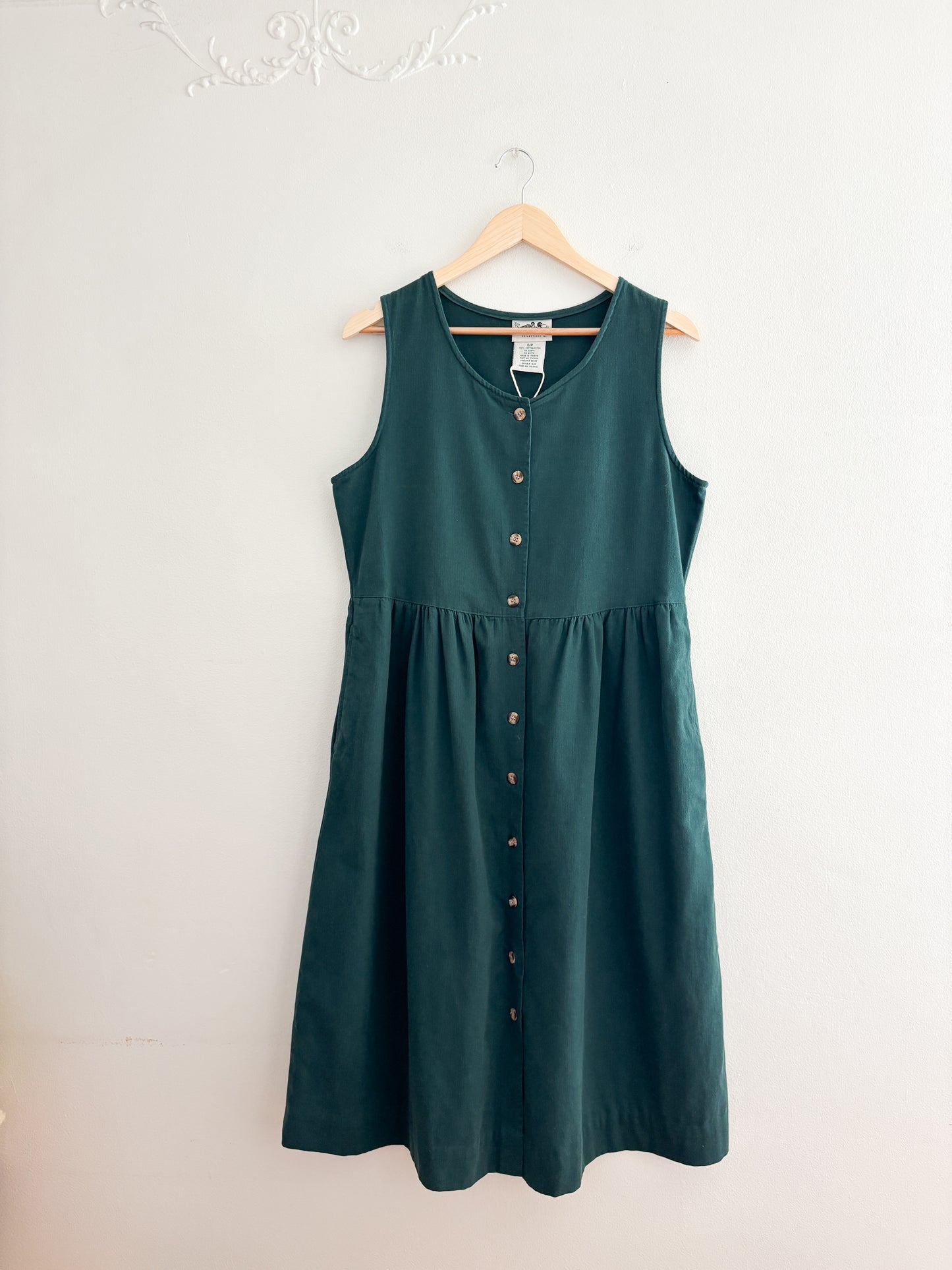 Vintage Green Button Down Dress (S)