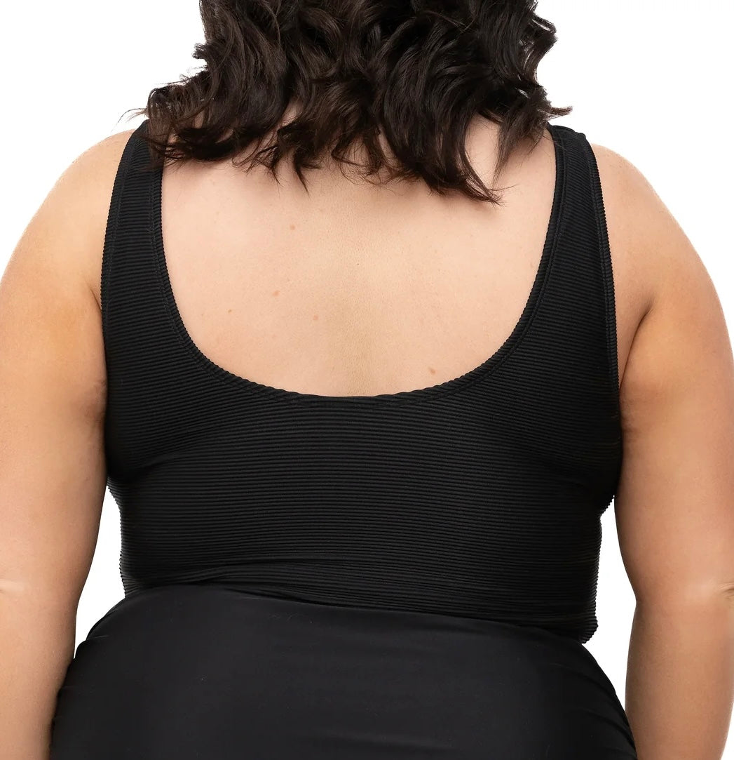 Coral Reef Black Ribbed Swimsuit (XL)