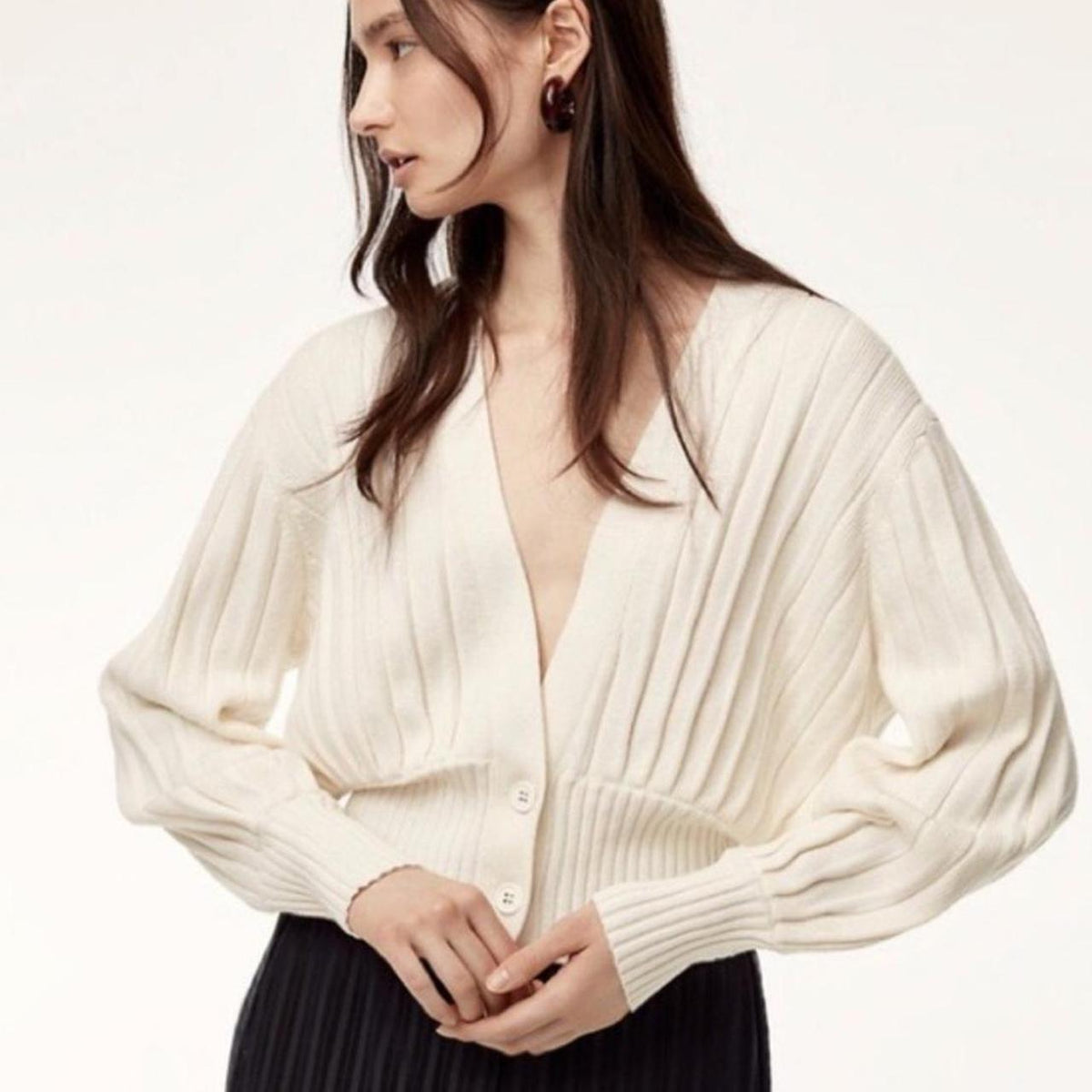 Wilfred Ribbed Cardigan Sweater (M)
