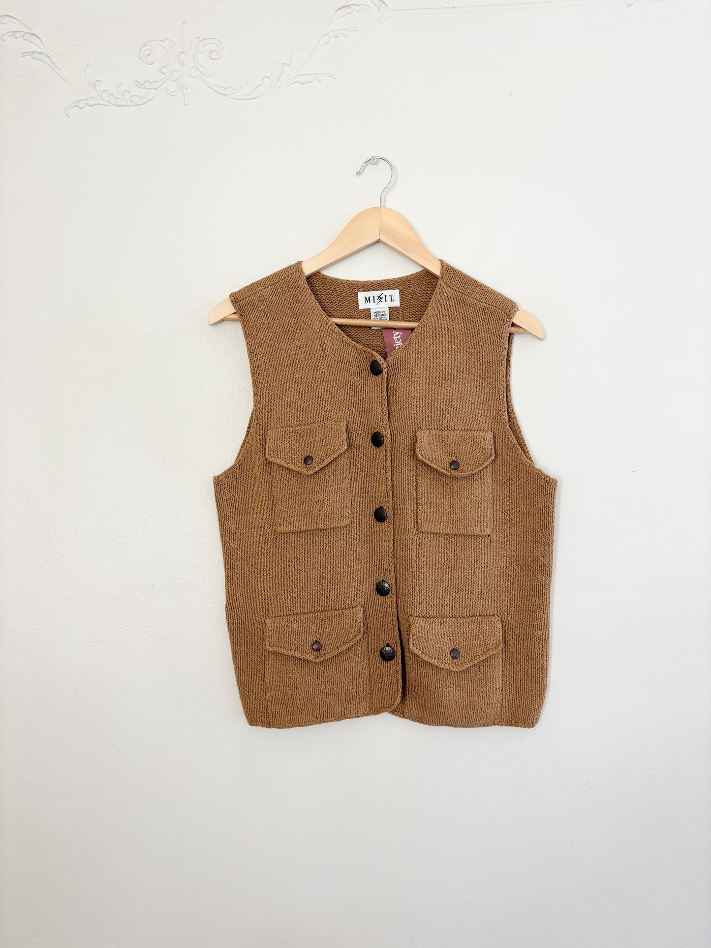Vintage Brown Knit Vest (M)