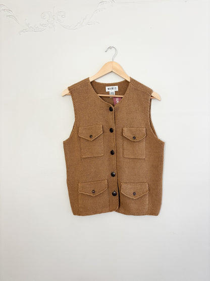 Vintage Brown Knit Vest (M)
