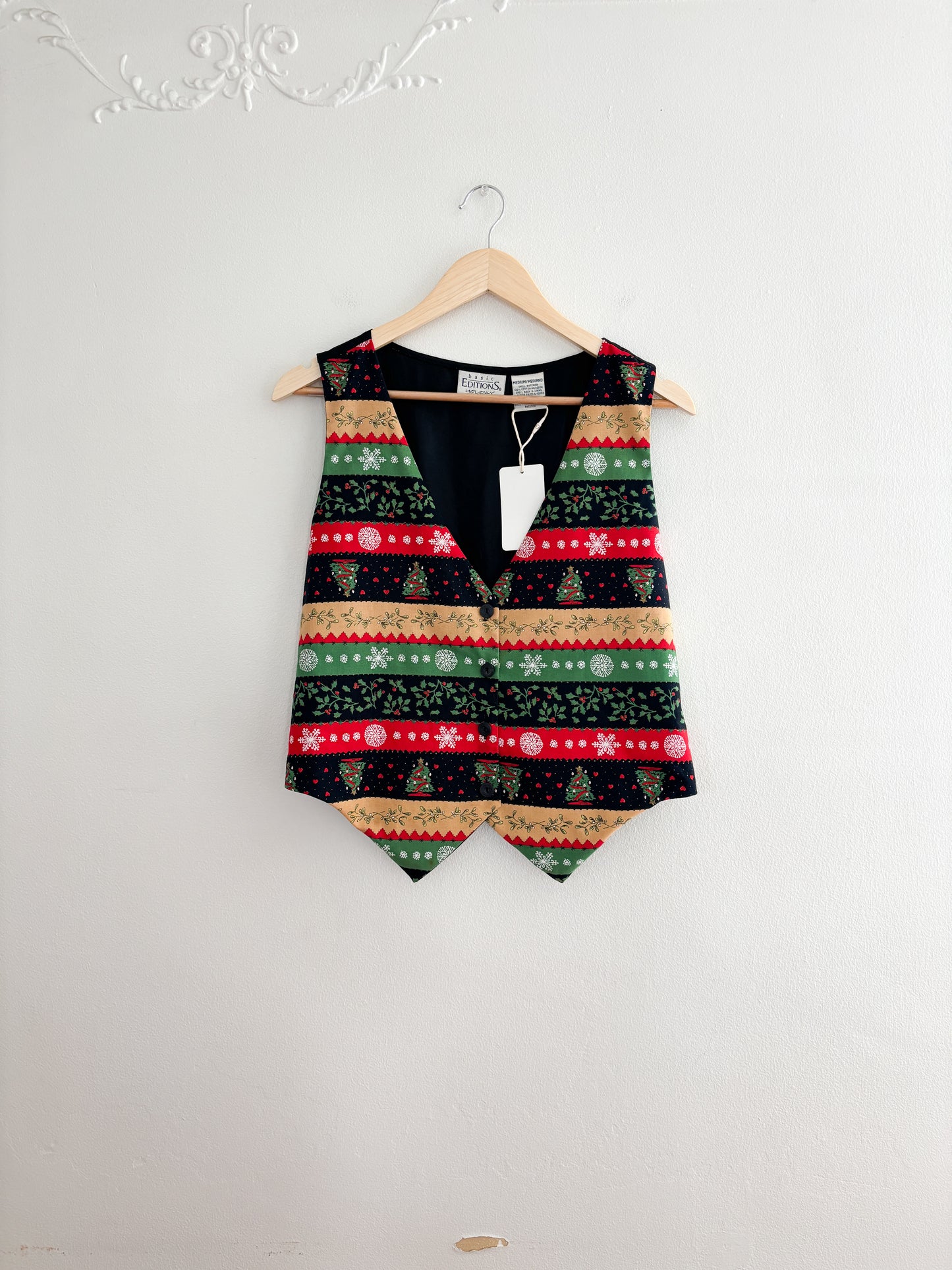 Vintage Christmas Striped Vest (M)